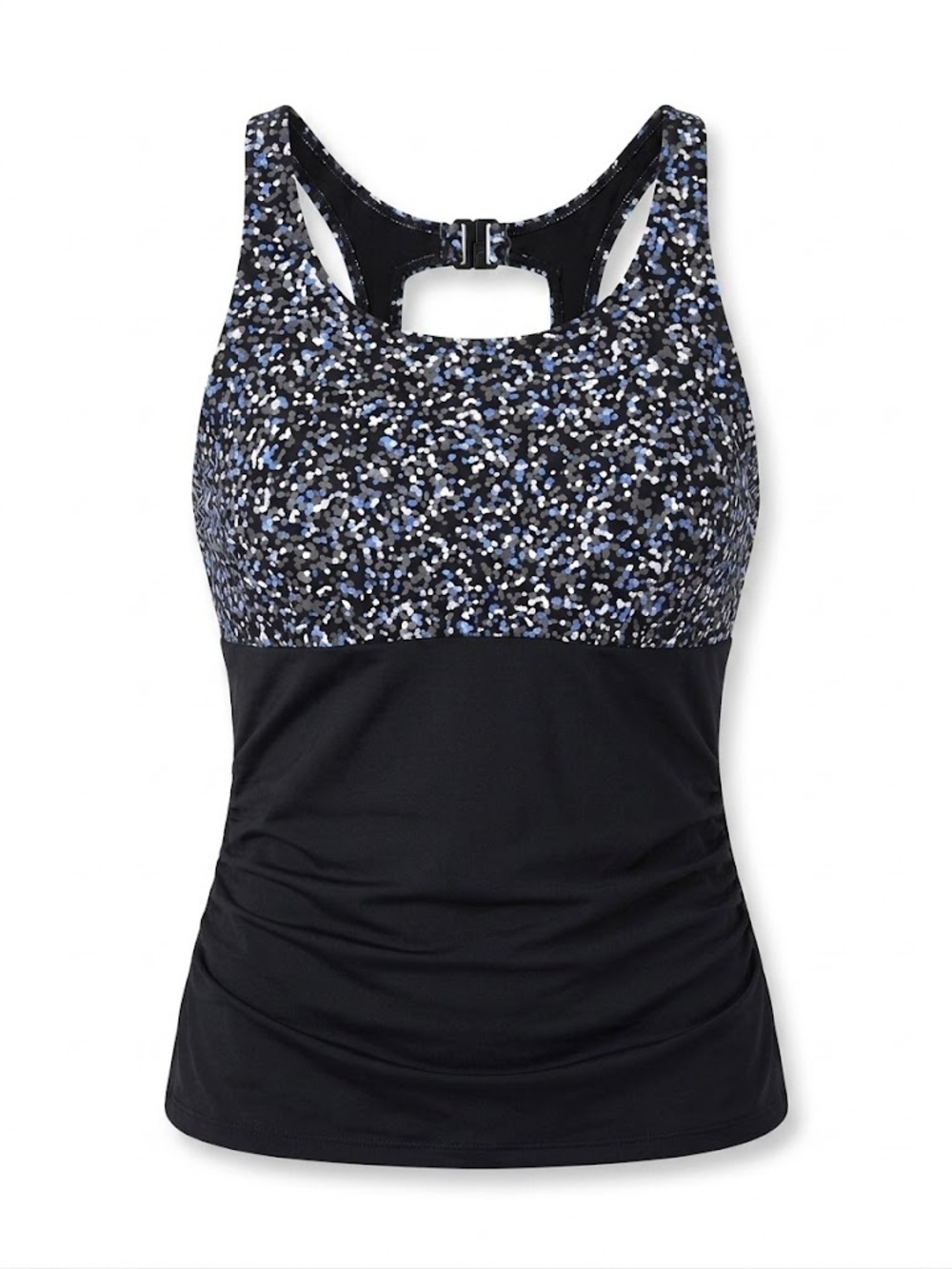 L.L.Bean NWT Women’s Tankini Swim Suit Top Size 18 Black Blue Full Coverage
